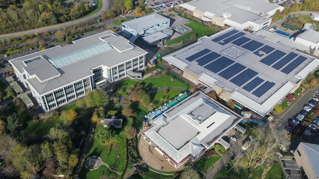Industrial warehouse flat roof