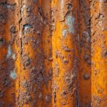 Heavily corroded corrugated metal roof sheeting on an industrial building requiring protective coating